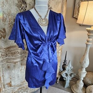 Roaman's Royal Blue Satin Top 18w